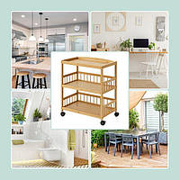 Бамбуковий кухонний візок з 3 рівнями