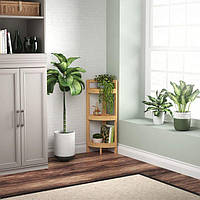 Бамбукова кутова полиця з полицями натуральний, 3 полиці