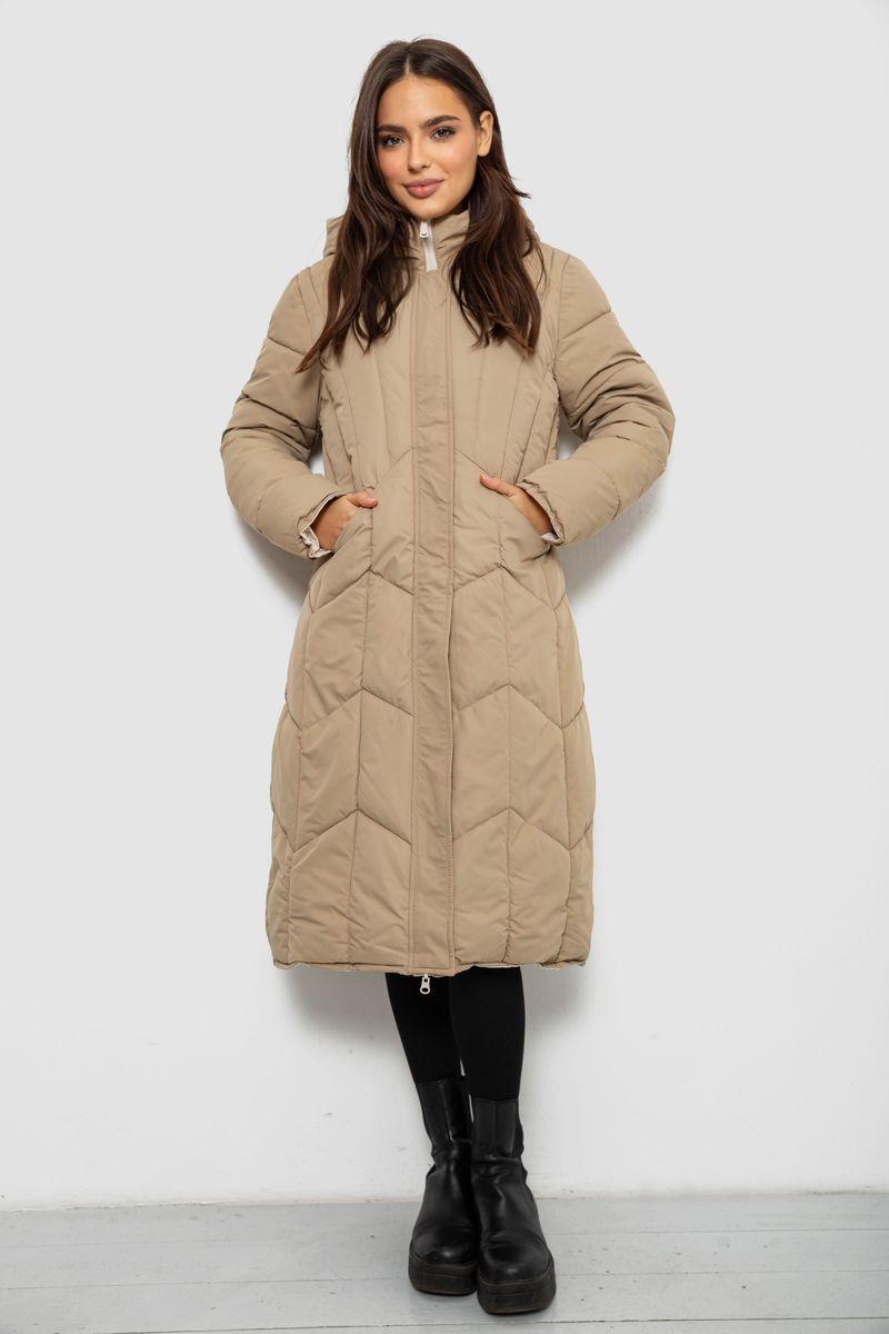 Куртка жіноча двостороння зимова, колір бежевий, 244R24115, фото 1