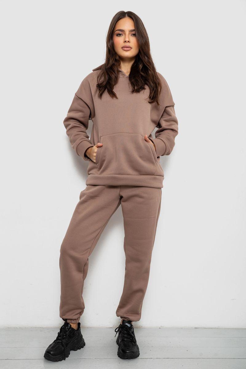 Спортивний костюм жіночий на флісі, колір темно-бежевий, 257R85, фото 1