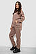 Спортивний костюм жіночий на флісі, колір темно-бежевий, 257R85, фото 3
