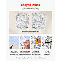 Самоклеючі шпалери VEVOR, 45 см x 10 м, настінні шпалери, біла клейка плівка з ботанічним квітковим візерунком, водонепроникні,