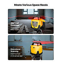 Лазерний рівень VEVOR зі штативом та рейкою, червоний промінь, дальність 300 м, регульований нахил, обертання на 360 градусів,