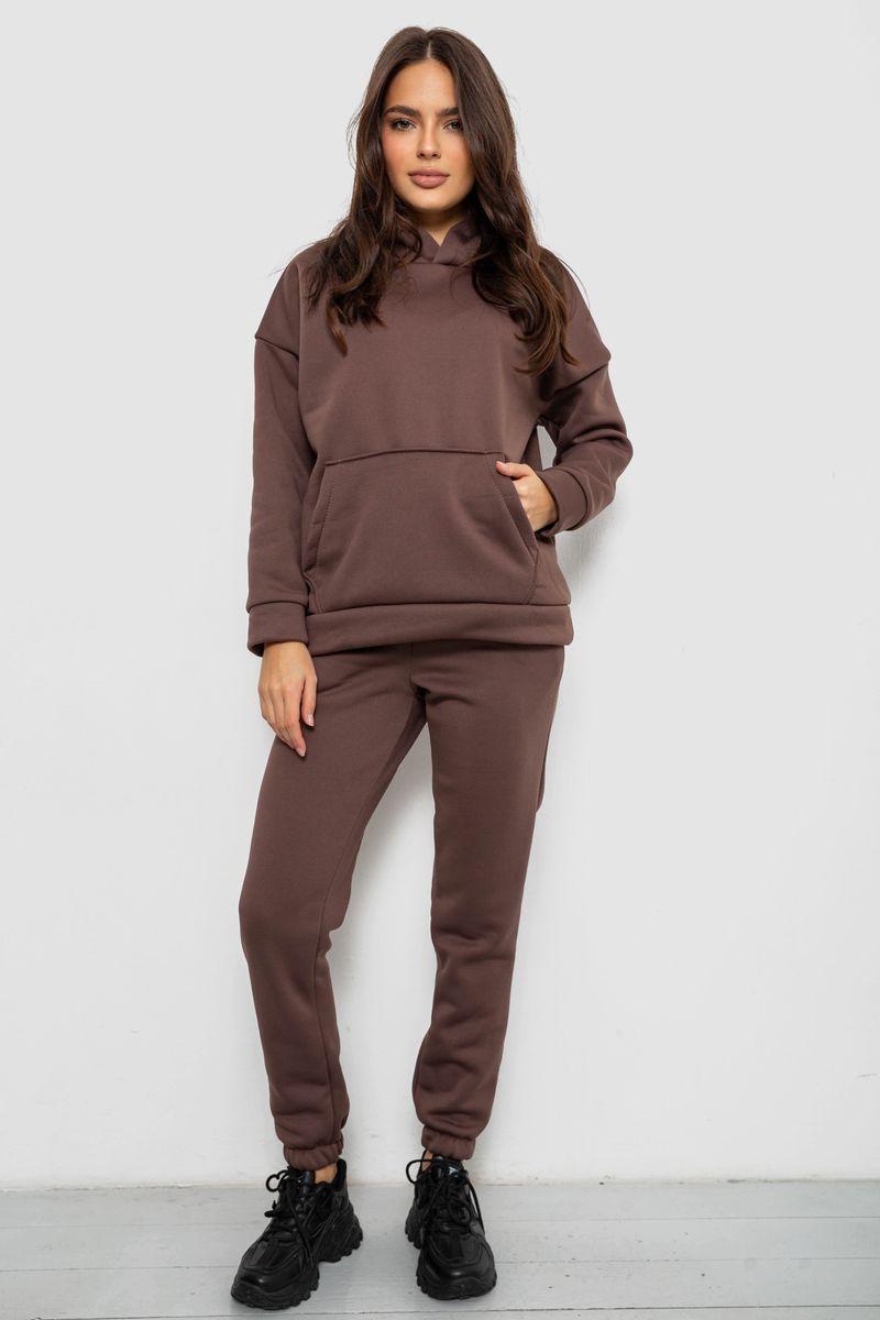 Спортивний костюм жіночий на флісі, колір коричневий, 257R85, фото 1