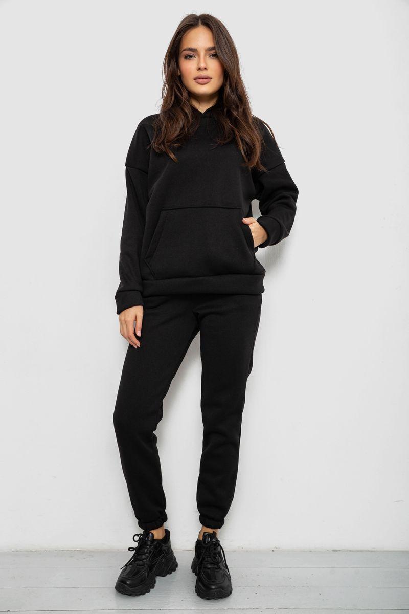 Спортивний костюм жіночий на флісі, колір чорний, 257R85, фото 1