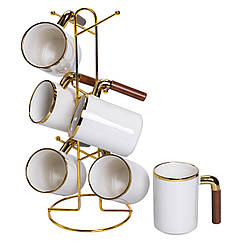 Набір чашок на металевій підставці 6 (шт) по 400 (мл) Білий HP-26-11