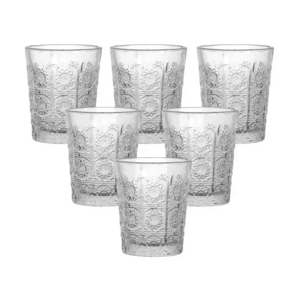Набір скляних стаканів 6 шт по 50 мл з візерунком, прозорі HP-19-132, фото 1
