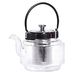 Заварник скляний чайник 1.1 л з ручкою і фільтром прозорий HP-33-4