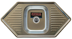 Кухонна мийка з нержавіючої сталі Platinum 9550В ДЕКОР (0,8/180 мм)