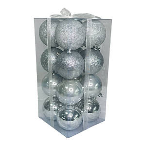 Набір іграшок на ялинку LG-124-5 19401 8 см 16 шт сріблястий ID 5156667