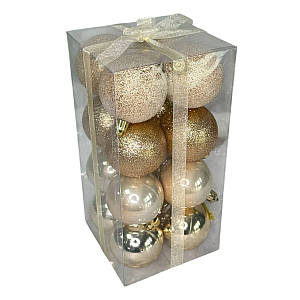 Набір іграшок на ялинку 19407 6 см 16 шт рожеве золото ID 5156673