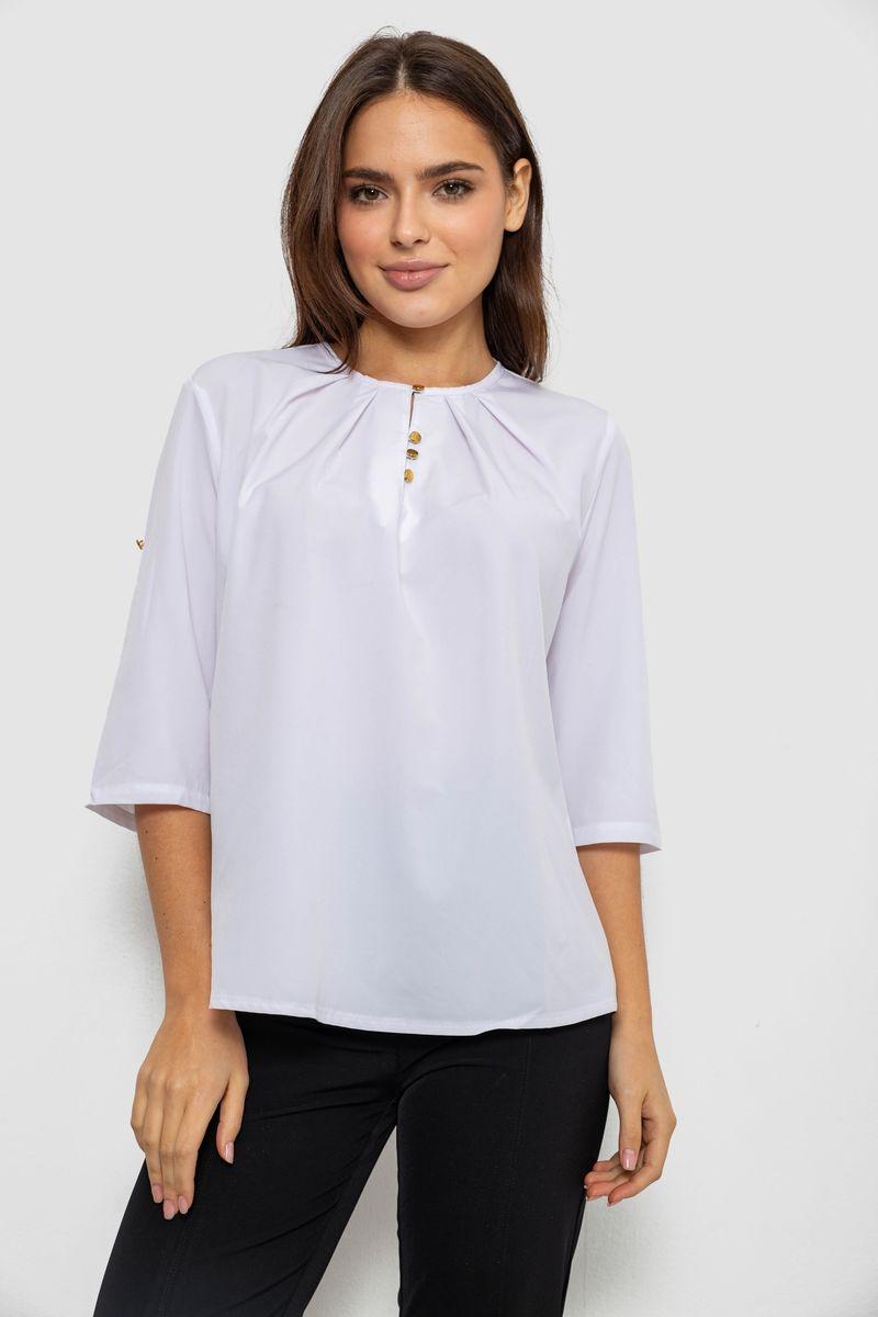 Блуза однотонна, колір білий, 230R112-10, фото 1