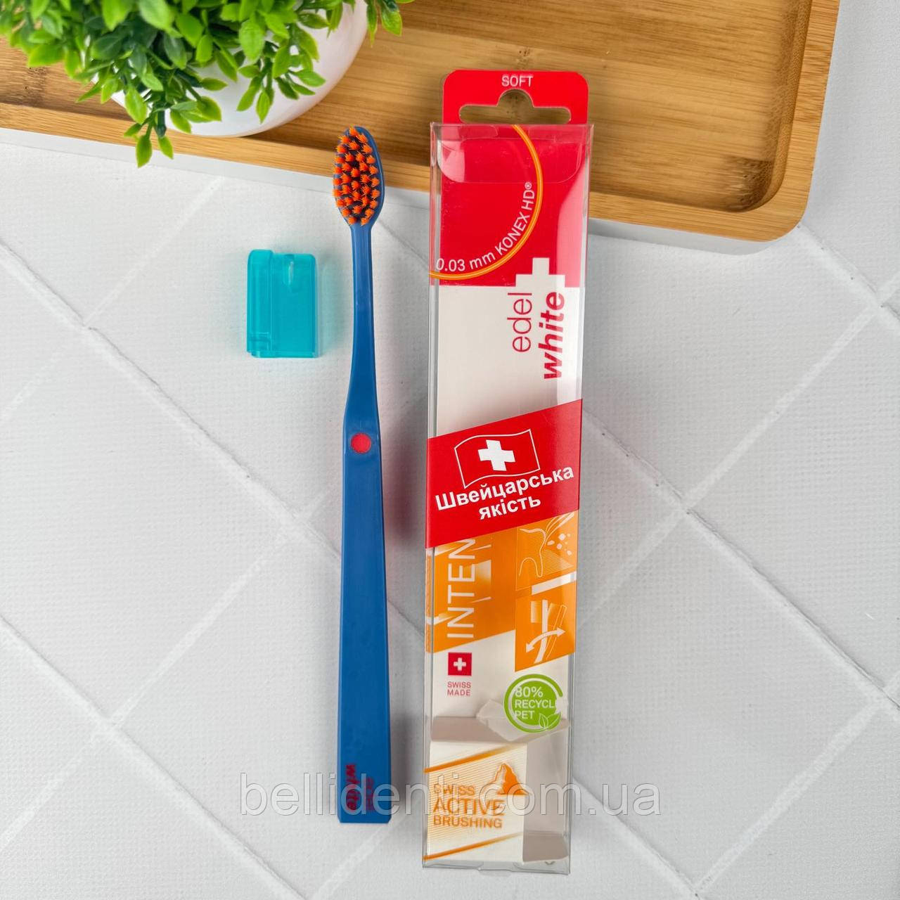 Зубна щітка-флос Edel+White Konex м'яка (синя), 1 шт