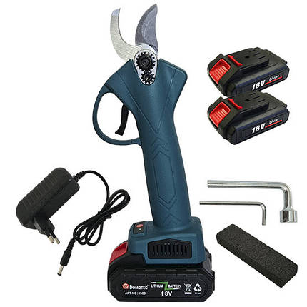 Електричний садовий секатор D8500 18V з 2 акумуляторами Li-ion, фото 1