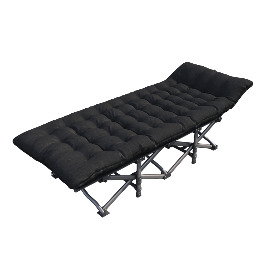 Розкладне ліжко-шезлонг для кемпінгу із матрацом WCG CC-S04-PP лежак для саду і подорожей чохол + матрац 190×70×35 см Чорний