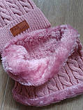 Набір комплект шапка біні зі снудом бафом на дівчинку, Onesize, 2-6 років, ОГ 50-54, фото 3