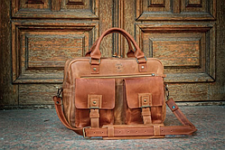 Шкіряна сумка для ноутбука коричнева,сумка через плече зі шкіряним дном,вертикальна чоловіча шкіряна сумка а4