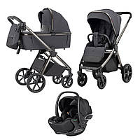 Коляска 3в1 темно-сіра CARRELLO Omega CRL-6530/1 (2in1) Excellent Grey + автокрісло CARRELLO Vega CRL-14101 Absolute Black