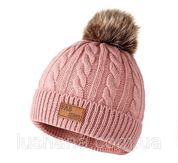 Дитяча шапка з бубоном на дівчинку / Onesize / 2-6 років / ОГ 50-52, фото 1