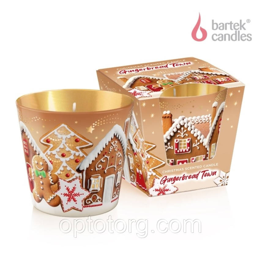 Свічки Bartek ароматизовані в склянці Gringerbred Town, фото 1
