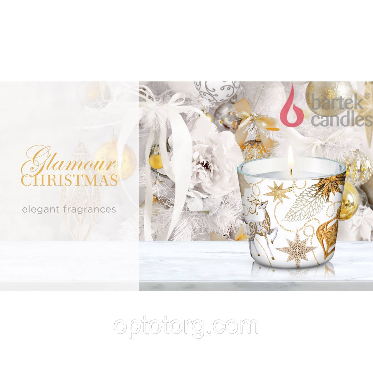 Свічки ароматизовані в склянці BARTEK Glamour Christmas, фото 1