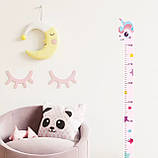 Ростомір дитячий самоклеючий | Настінна наклейка для вимірювання росту Жираф / Єдиноріг / Динозавр, 180 см, фото 6