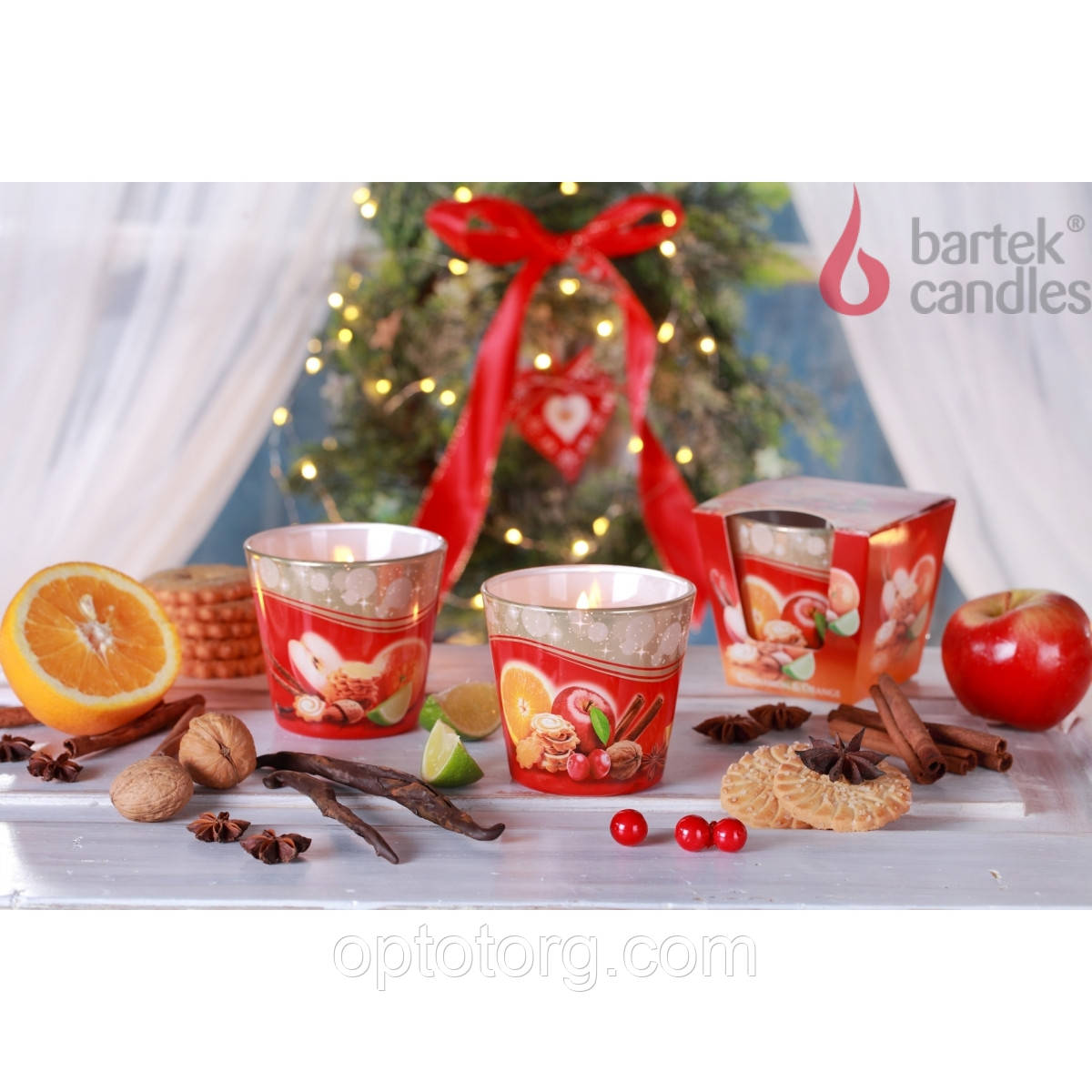 Свічки ароматизовані в склянці BARTEK Christmas Time 115г, фото 1
