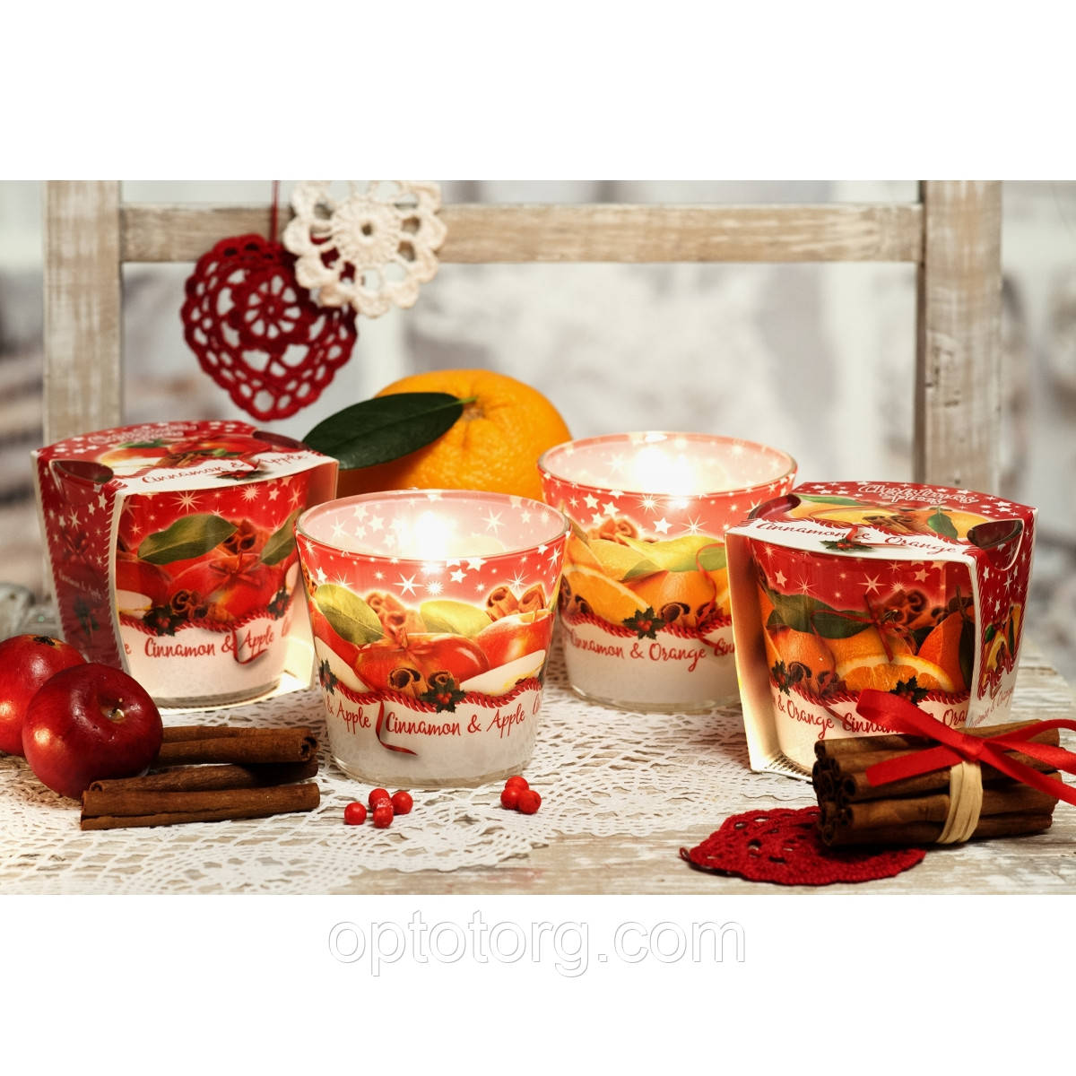 Свічки ароматизовані в склянці BARTEK Christmas Spices 115г, фото 1