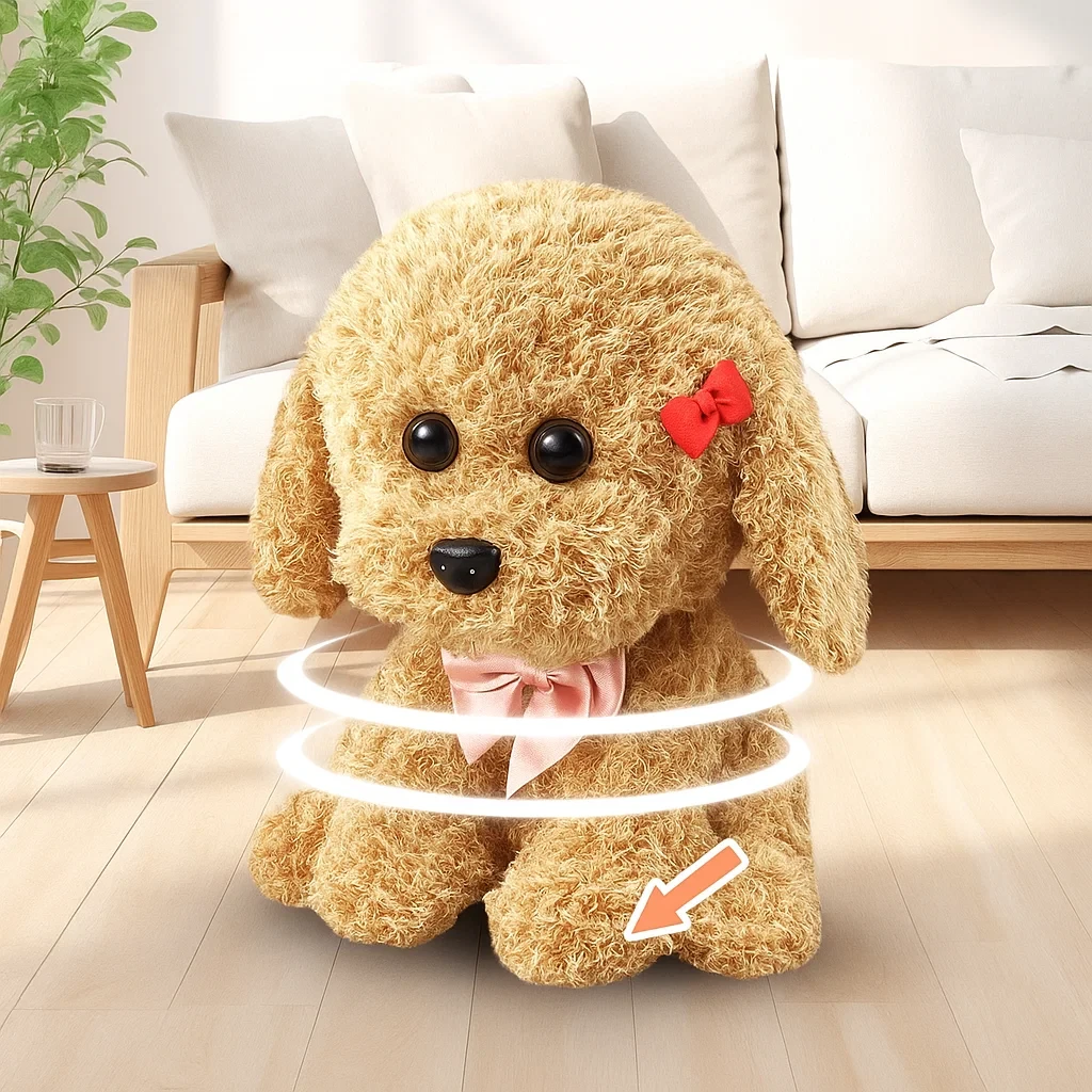 Заспокійлива іграшка Собачка обіймашка для засинання дитини під колискові Нічник сплюшка дихає Інтерактивний друг, фото 1