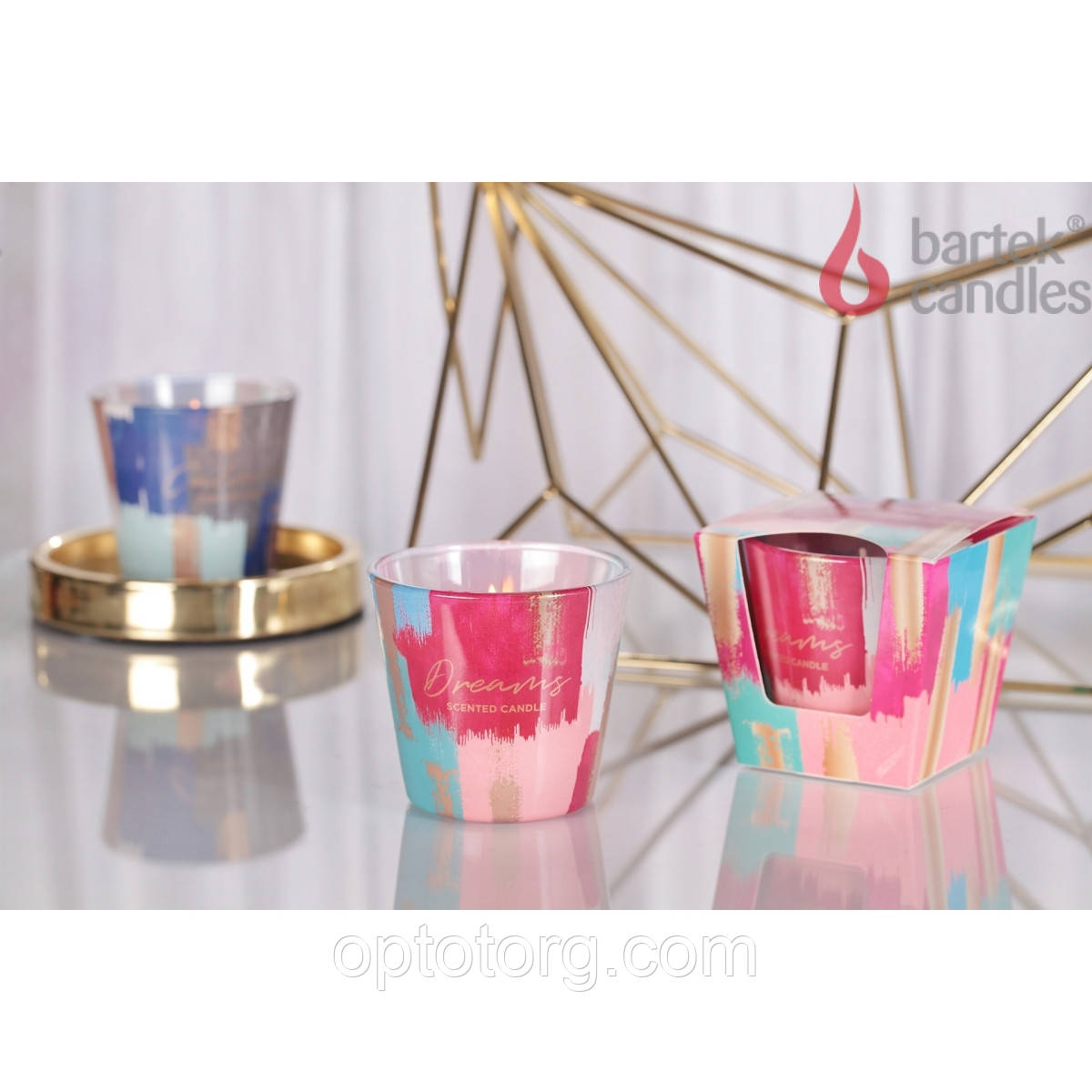 Свічки ароматизовані в склянці BARTEK Різнобарвні мрії, фото 1
