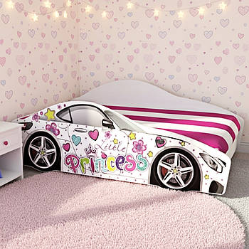 Ліжко машина Принцеса Еліт КОМПЛЕКТ з матрацом, дитяче ліжко авто з вбудованим матрацом Спорт