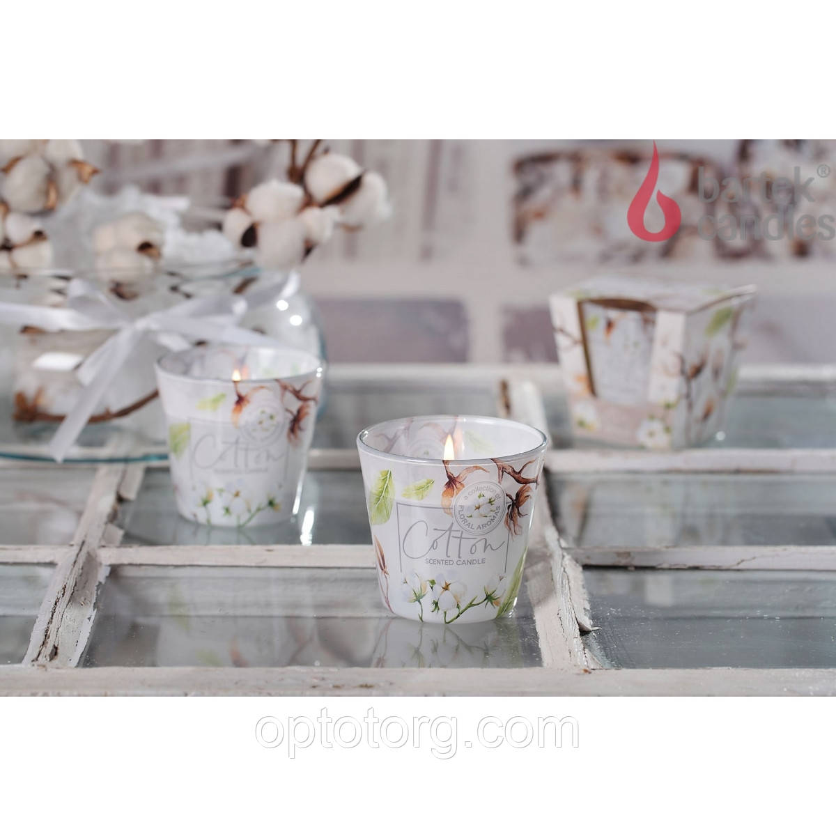 Свічки ароматизовані в склянці BARTEK Хлопок, фото 1