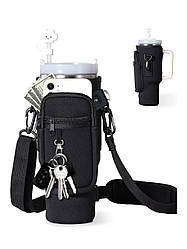 Чохол-сумка для термокружки Stanley Quencher 1,18 л з ремінцем, захисний кейс для кухля, чорного кольору KT7001301