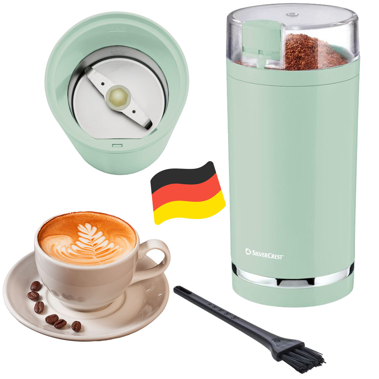 Електрична кавомолка SILVERCREST SKMS 180 C1 м'ятний (180 Вт, 70 г, Німеччина), фото 1