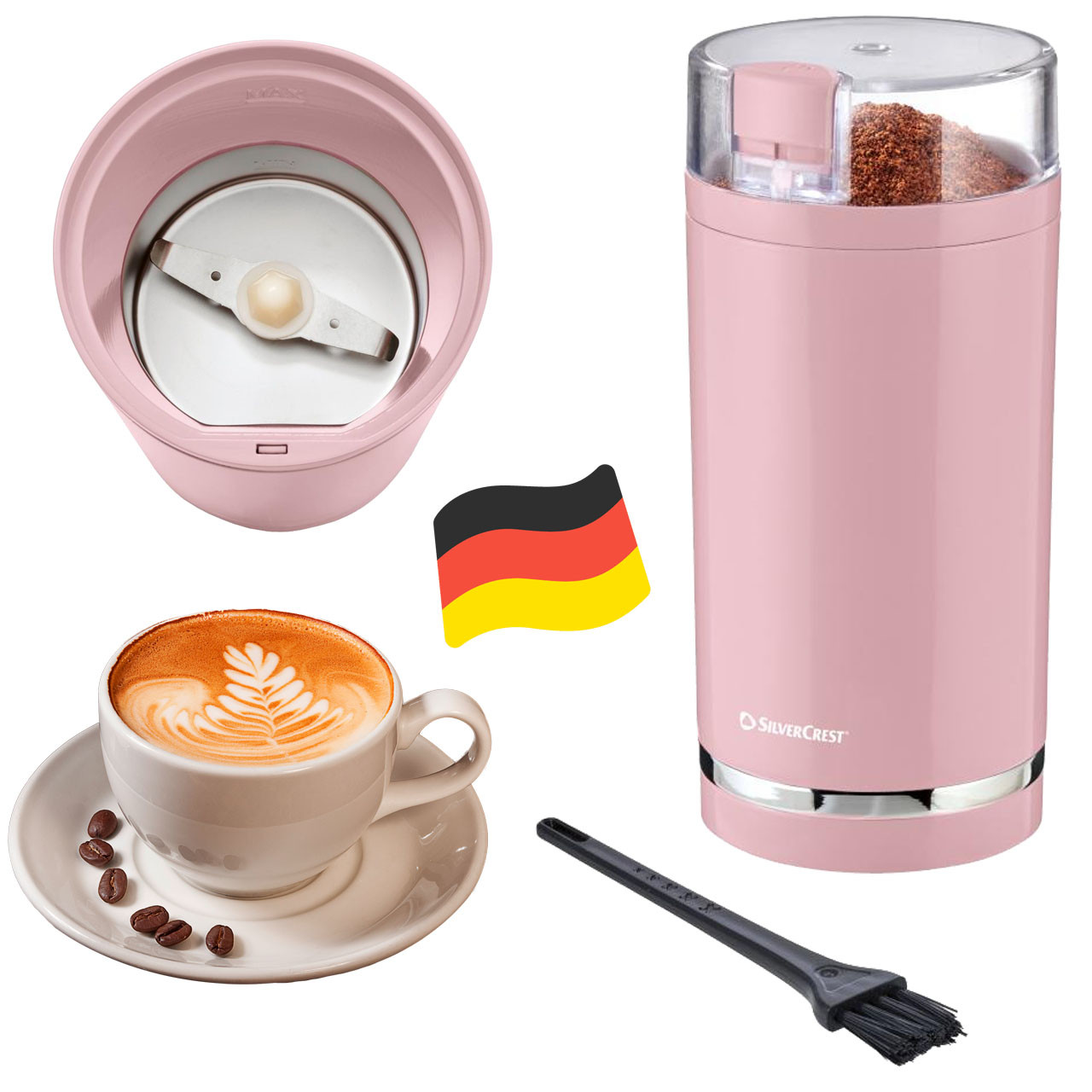 Електрична кавомолка SILVERCREST SKMS 180 C1 рожевий (180 Вт, 70 г, Німеччина), фото 1