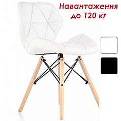 Стілець (крісло) зі спинкою Bonro B-531 білий екошкіра на дерев’яних ніжках для кухні, дому, офісу, салону, перукарні