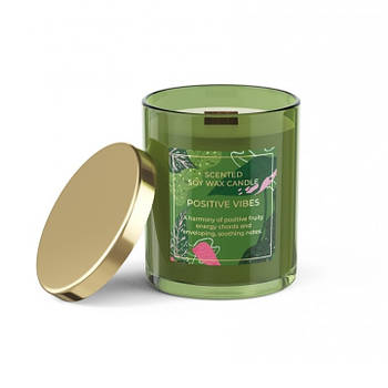 Свічки ароматизовані в склянці з бамбуковим фітілем BARTEK Positive Vibes 220г