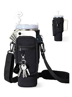 Чохол-сумка для термокружки Stanley Quencher 1,18 л чорного кольору KT7001301 з ремінцем, захисний кейс для кухля