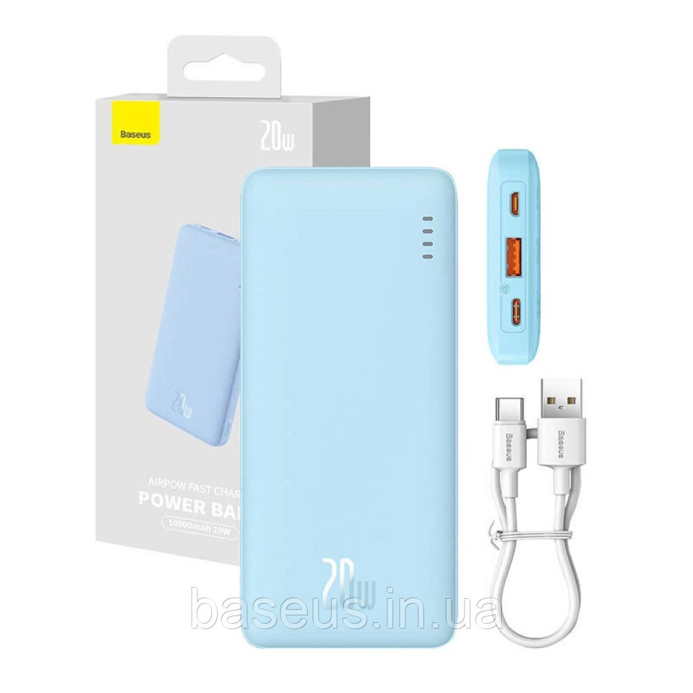 Портативний зарядний пристрій Baseus Airpow 20W 10000mAh Blue (P10022801313-00), фото 1