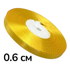 Атласна стрічка жовта 0.6 см(23 м) оптом