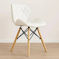 Стілець (крісло) зі спинкою Bonro B-531 білий екошкіра на дерев’яних ніжках для кухні, дому, офісу, салону, перукарні, фото 2