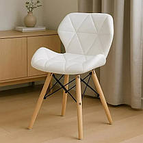Стілець (крісло) зі спинкою Bonro B-531 білий екошкіра на дерев’яних ніжках для кухні, дому, офісу, салону, перукарні, фото 3