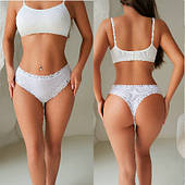 Трусики-стрінги FINETOO, бавовняні в рубчик, з мереживом