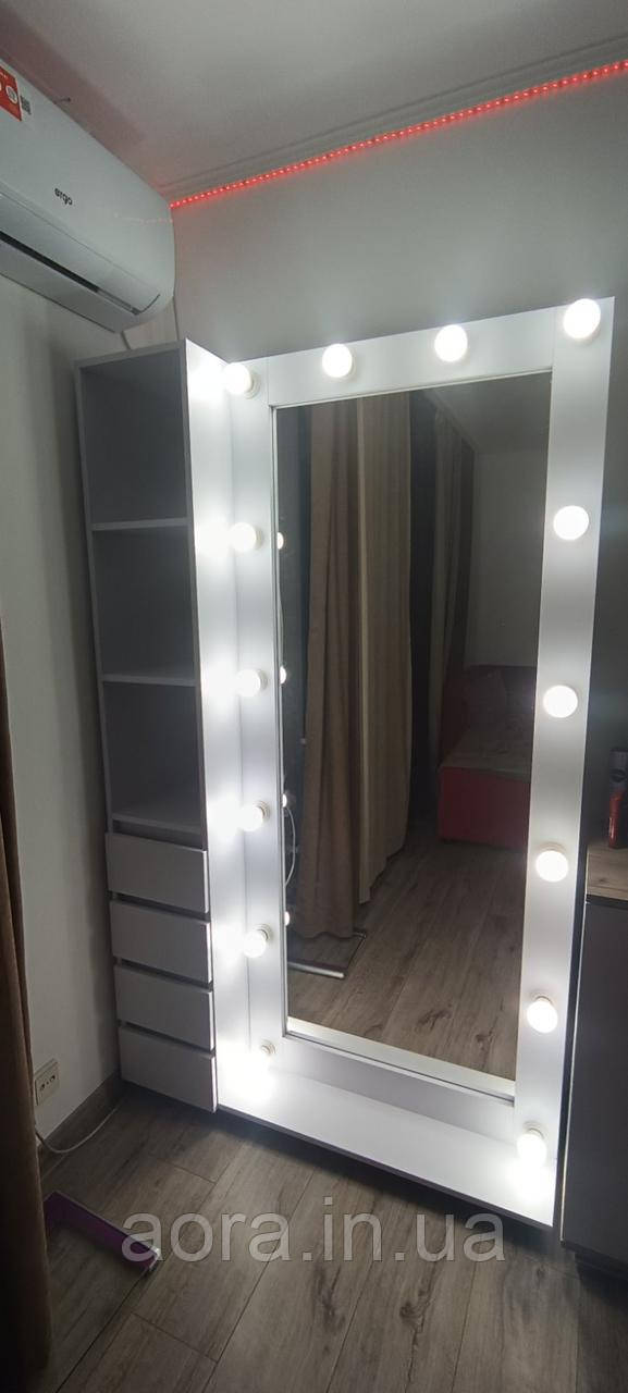 Напольне дзеркало з підсвіткою і поличками, фото 1