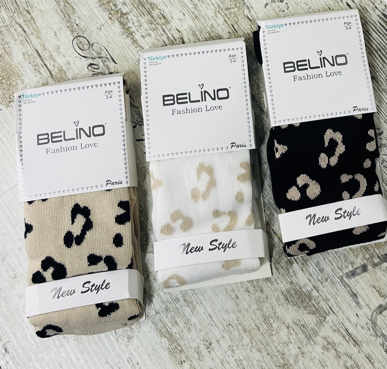 Кольорові бавовняні колготки з принтом Леопард, фото 1