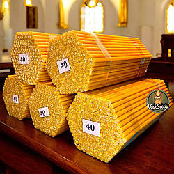 Свічка церковна № 40 5 упаковок (1 упаковка 200 штук) час горіння 90 хв