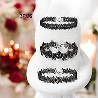 Набір із 3 штук: Жіночі Чорні Сексуальні Мереживні Чокери