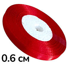 Атласна стрічка червона 0.6 см(23 м) оптом