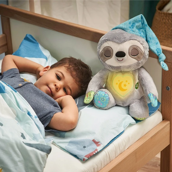 Інтерактивна іграшка сплюшка для сну та відпочинку Лінивець нічник плюшевий обіймашка малюкові Грає мелодії світло дихає, фото 1