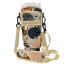 Чохол-сумка для термокружки Stanley Quencher 1,18 л з ремінцем, захисний кейс для кухля, бежевий тропік KT7001314